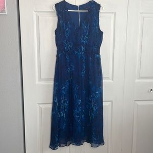 Just…Taylor chiffon empire waist sleeveless dress blue purple floral ladies 10